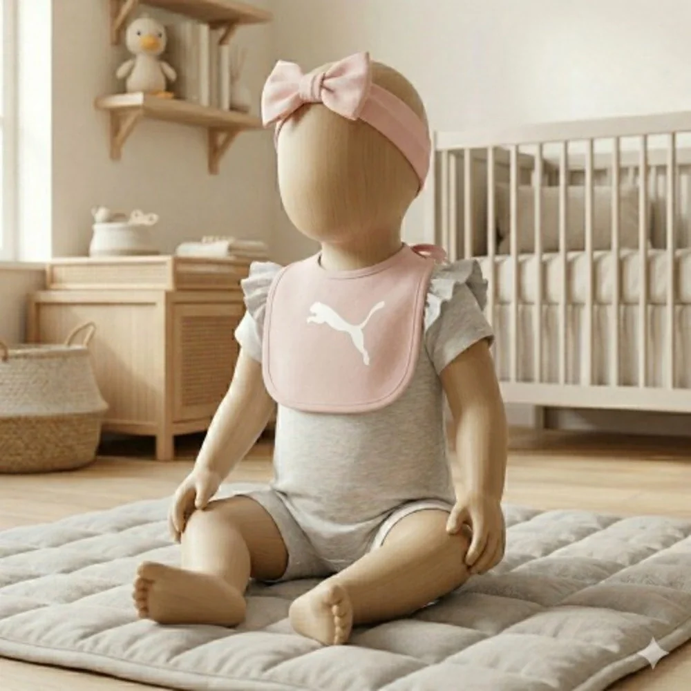 Puma Baby Girl‎ White Heather 3‑Piece Romper Set 3‑6M